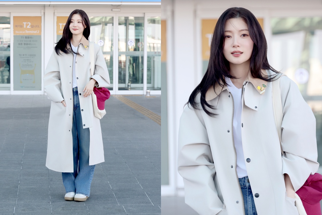 [공항패션] 배우 정채연, 봄 느낌 살리는 핑크 캡 포인트 1008-Image